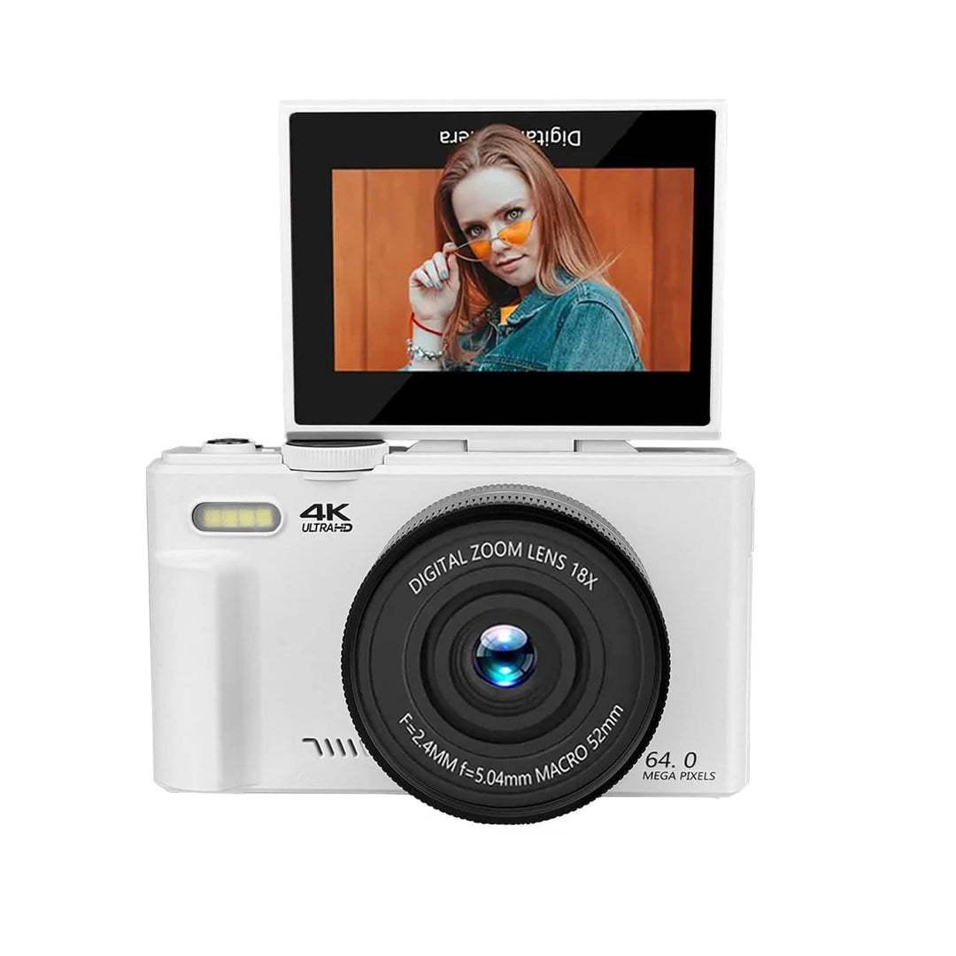 4K YouTube Vlog Video Camera with 3’’ Flip Screen & Anti-Shake Selfie Camcorder