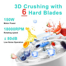 Load image into Gallery viewer, New Portable Blender Mini Handheld Fruit Mixer with 6 Blades Personal USB Rechargeable Juice Cup for Sports Trave Fruit M
