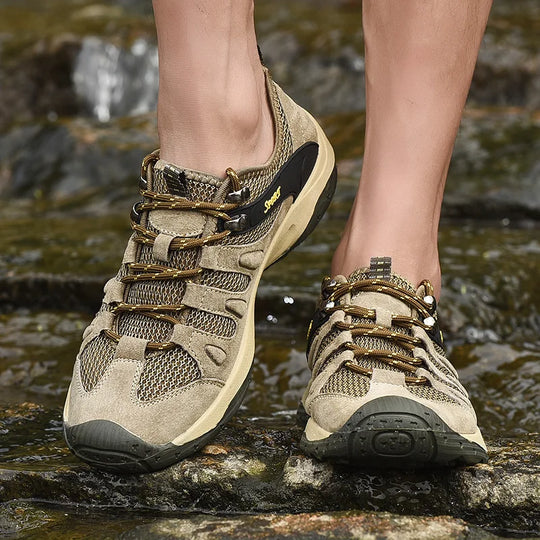 New Low-Top Lace-Up Hiking Shoes for Men Outdoor Hiking Shoes Travel Casual Shoes Breathable Treking Footwear Non-Slip Sneakers