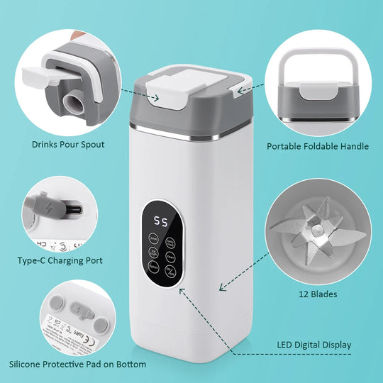 Portable Juicer Mini Electric Blender Multifunction Juice Maker Machine Fruit Mixers Extractors Smoothies Mixer 12 Blades
