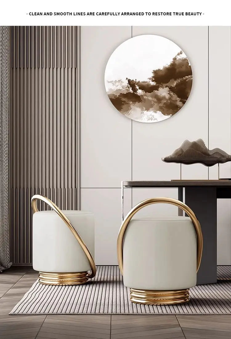 Dressing Table, Stool, Home Living Room Coffee Table, Simple Bedroom Makeup Sofa, Nordic Modern Light Luxury Round Dressing