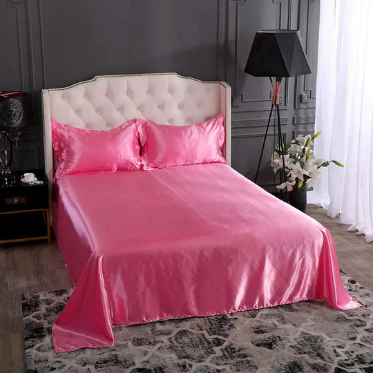 High End Rayon Queen Size Bed Sheet Set Luxury Solid Satin Silky Bedsheet Set High Quality Single Double Sheets No Pillowcase