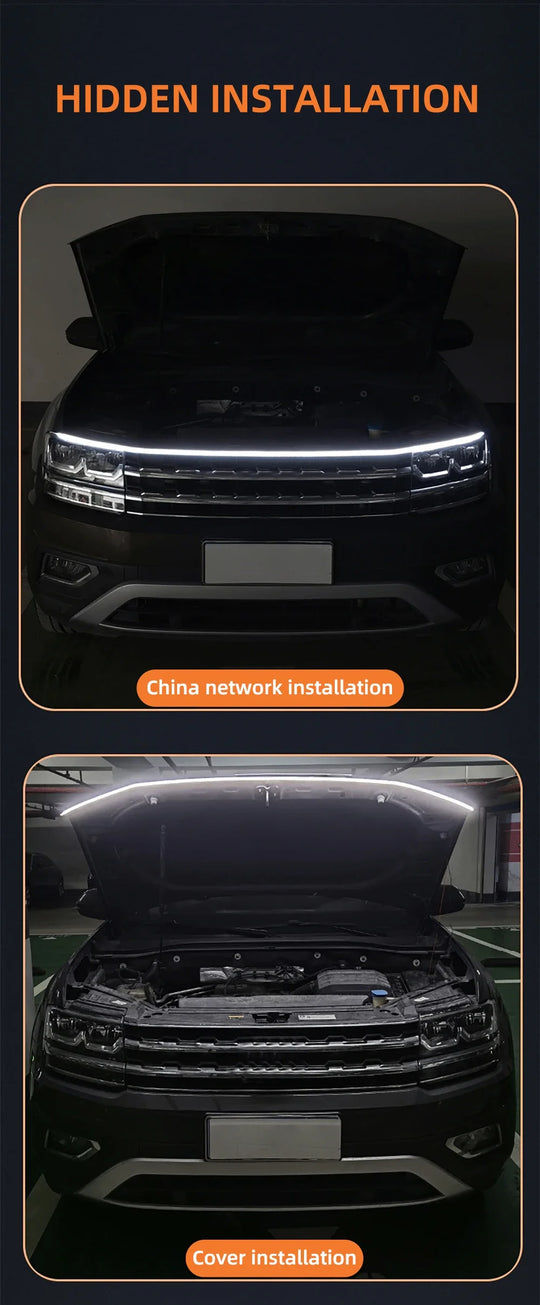 LED Daytime Running Light  Starting Car Hood  Door Decorative Lights DRL Auto Engine Hood Guide Decorative Ambient Lamp 12V