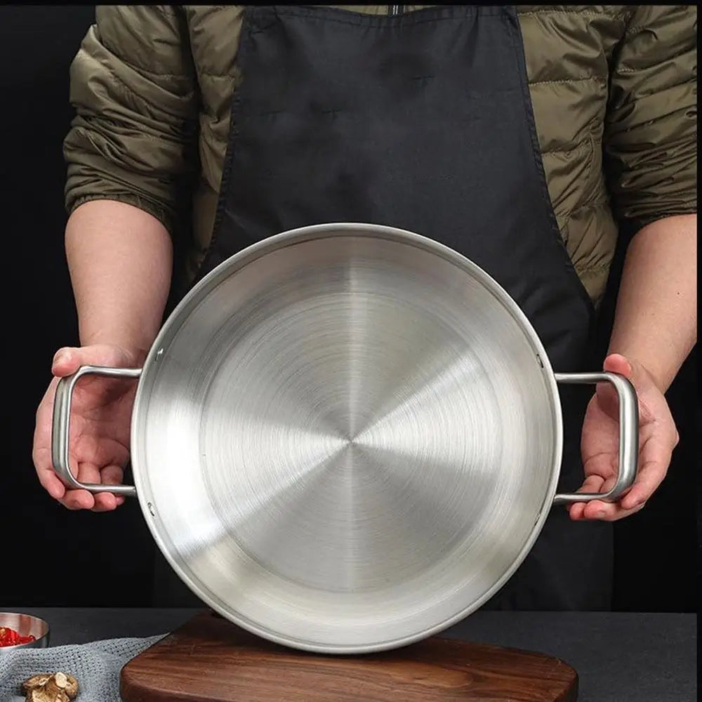22/24/26/28/30cm Multipurpose Frying Pan Round Double Ear Dry Pot Quality Thickened Stainless Steel BBQ Plate