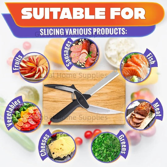 2-in-1 Food Scissors with Cutting Board