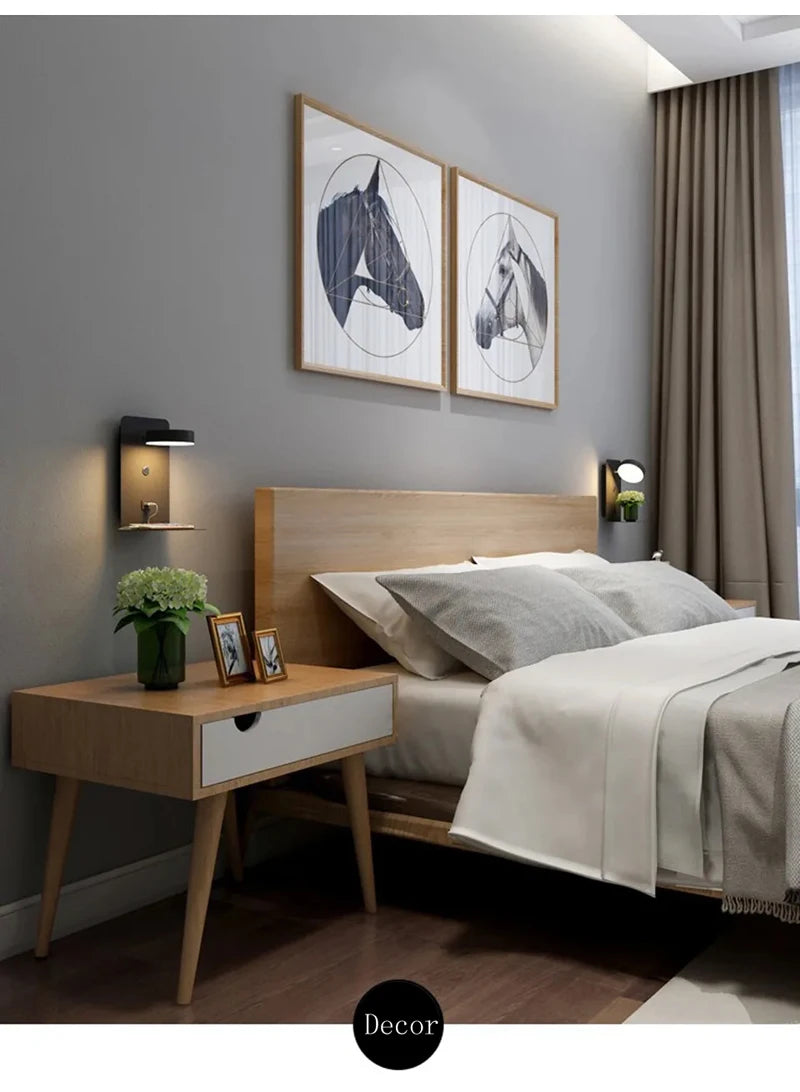 Led Wall Lamp Modern Simplicity Interior Wall Light Bedroom Night Lamp Bedside Lamp LED Light with Usb Mobile Phone Charging