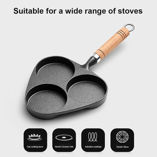 3/4/5 Hole Cast Iron Omelet Pan Non-Stick Cooking Egg Ham Pan Breakfast Grill Cooking Pot Egg Frying Pan Pancake Pan