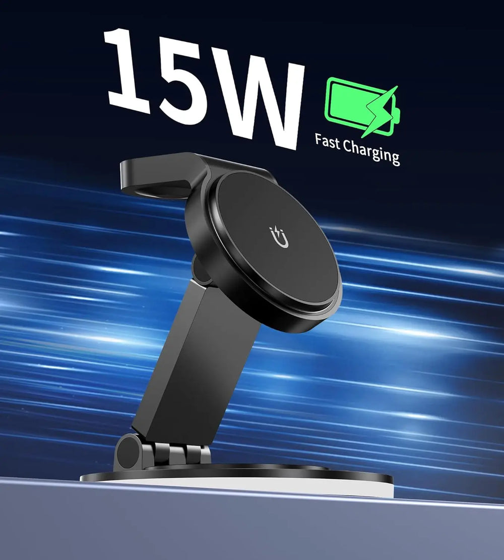 Magnetic Wireless Charging Station for iPhone 16 15 14 Foldable Rotating Light Adjustment 3-in-1 15W Fast Mag-Safe Charger Stand