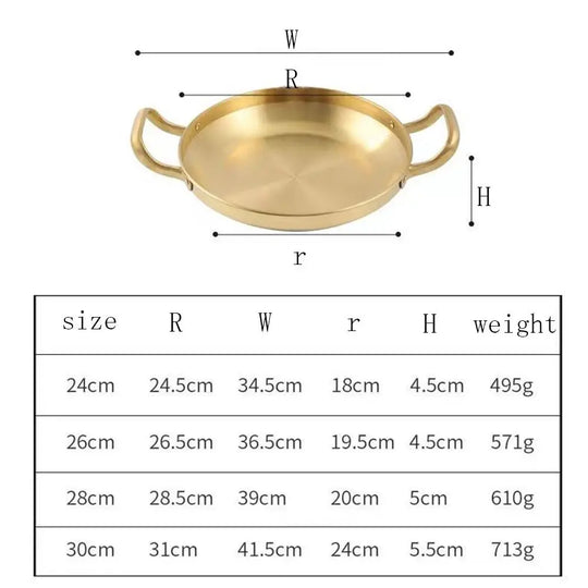 22/24/26/28/30cm Multipurpose Frying Pan Round Double Ear Dry Pot Quality Thickened Stainless Steel BBQ Plate
