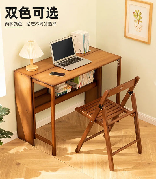 Folding Desk Computer Table Office Desk Student Home Small Desktop Solid Wood Bedroom Bedside Writing Workstation