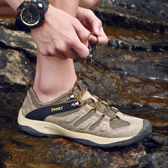 New Low-Top Lace-Up Hiking Shoes for Men Outdoor Hiking Shoes Travel Casual Shoes Breathable Treking Footwear Non-Slip Sneakers