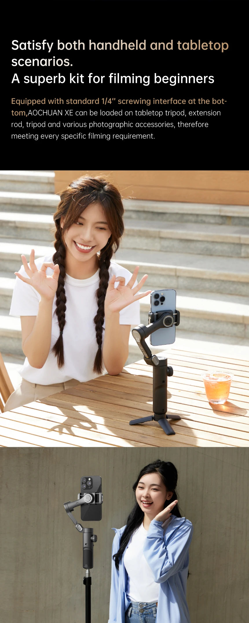 AOCHUAN 3-Axis Handheld Gimbal Stabilizer for Smartphones