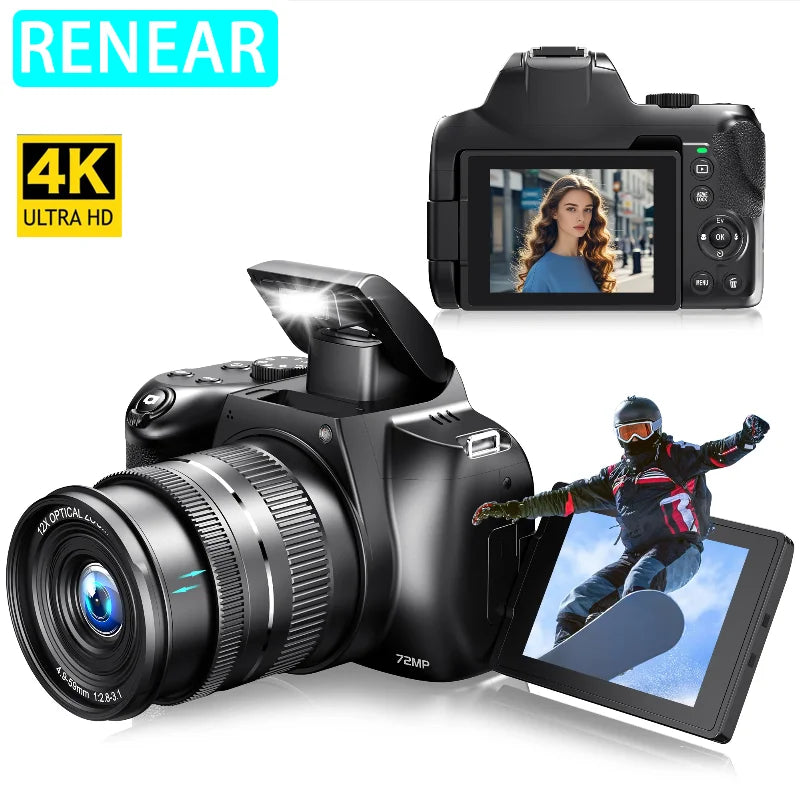 Digital Camera 4K 72MP with 12X Optical Zoom