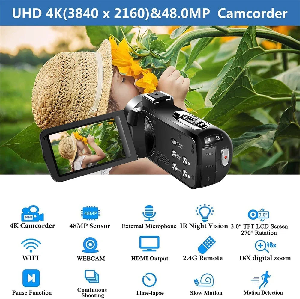 4K Professional Video Camera Camcorder