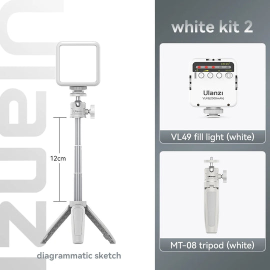 White Foldable Tripod & Monopod Mount for DSLR, Android, iPhone, Smartphone (1/4'' Thread)