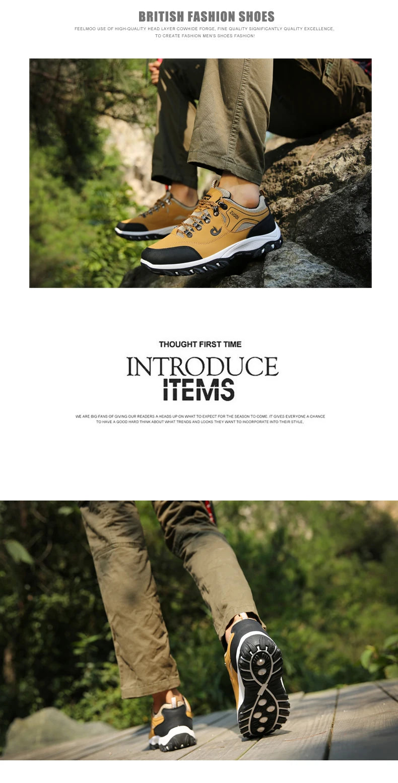 Casuals Men Shoes Summer Breathable Hiking Walking Sneakers Outdoor Ultralight Leather Slip-on Climbing Trekking Sneakers 2026
