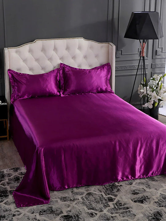High End Rayon Queen Size Bed Sheet Set Luxury Solid Satin Silky Bedsheet Set High Quality Single Double Sheets No Pillowcase