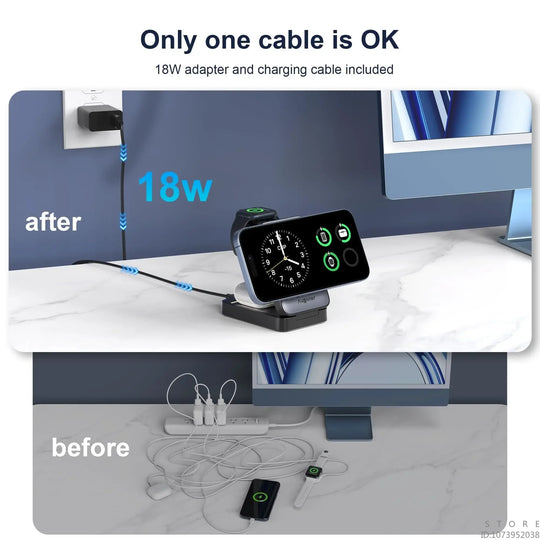 Foldable Magnetic 3-in-1 Wireless Charging Station 15W Fast Charge - Portable Travel Dock for iPhone 16/15/14 Pro Max Series