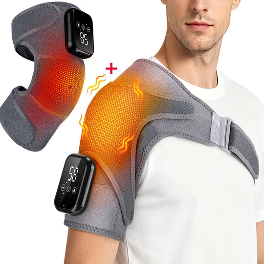 Electric Heating Shoulder Knee Massager with 3 Levels Vibration Muscle Relax Belt for Arm Enlarge Size for Shoulder