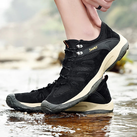 New Low-Top Lace-Up Hiking Shoes for Men Outdoor Hiking Shoes Travel Casual Shoes Breathable Treking Footwear Non-Slip Sneakers