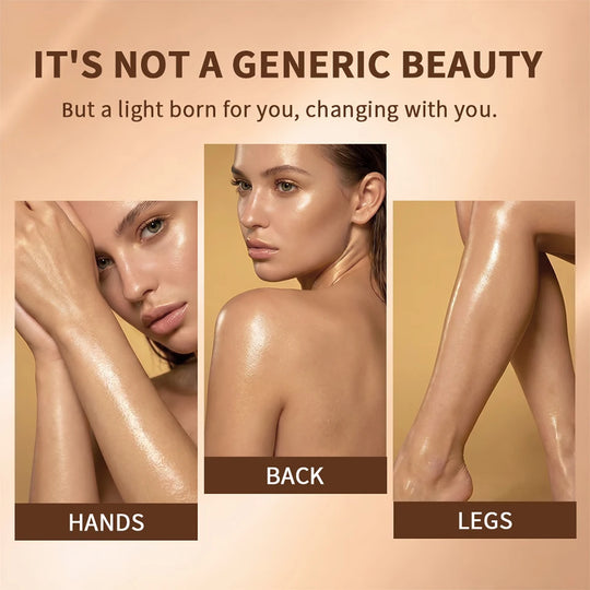 Shimmer Sunlit Glow Body Gel Oil Vanilla Cocoa Scent 100% Pure Cocoa Butter Hydrating Lipids Nourish Moisturize Radiant Glowing