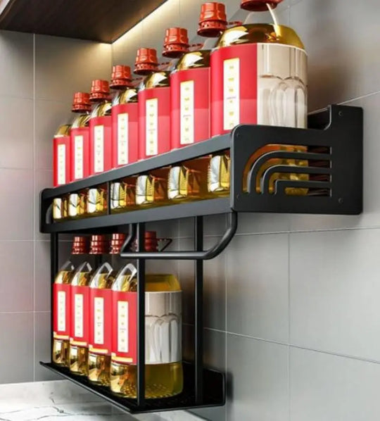 50/40cm Double-Layer Wall-Mounted Kitchen Shelf