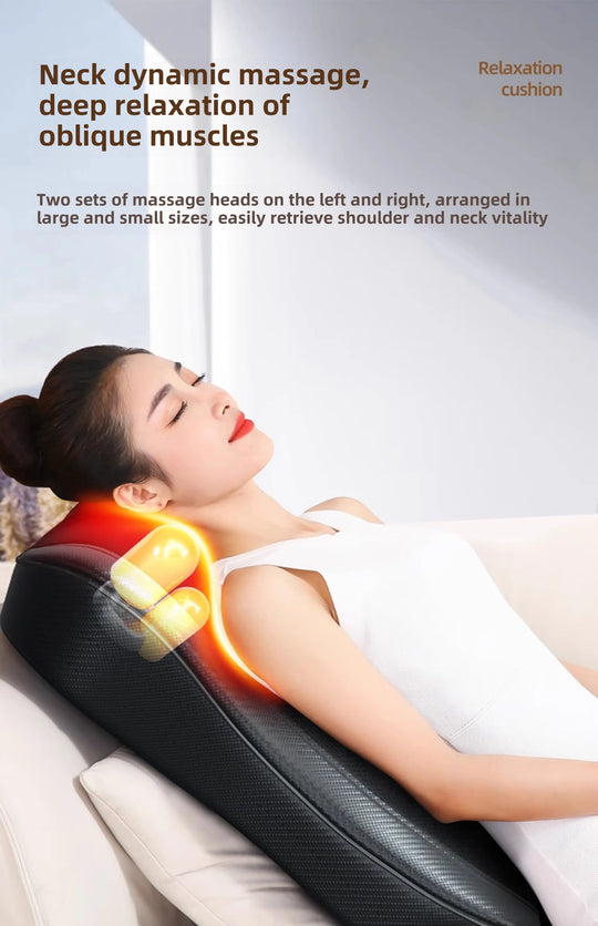 JAIYORL Shiatsu Neck Massage Pillow Electric Cushion Back Massager Deep with Heat Tissue Kneading for Shoulder Relax Muscles