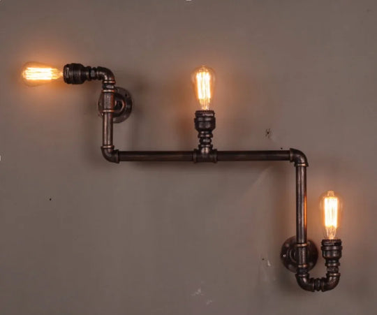 3 Head Loft Industrial Wall Lamp Antique E27 Edison Bulbs Vintage Water Pipe Wall Lamp For Living Room Home Lighting