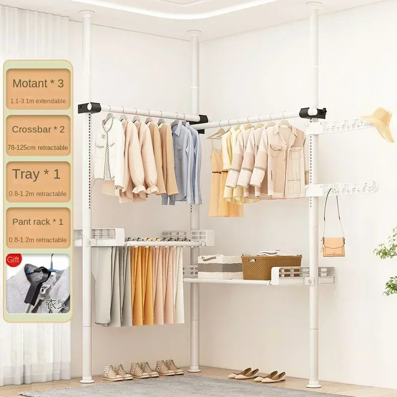 Dressing Rooms Hanger Floor Clothes Racks Clothing Shoe Floor Bedroom Garment Rack Rail Free Standing Percheros Furniture
