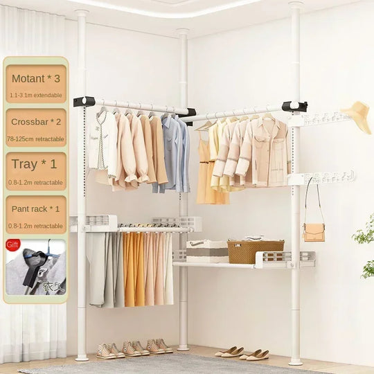 Dressing Rooms Hanger Floor Clothes Racks Clothing Shoe Floor Bedroom Garment Rack Rail Free Standing Percheros Furniture