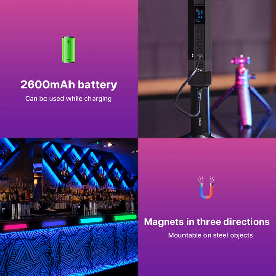 2500-9000K LED Photography Stick with Soft Light, Rechargeable Wand for Video & Creative Lighting