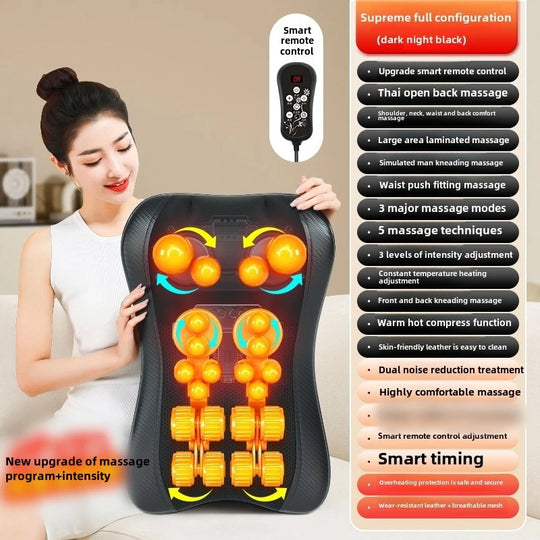 JAIYORL Shiatsu Neck Massage Pillow Electric Cushion Back Massager Deep with Heat Tissue Kneading for Shoulder Relax Muscles