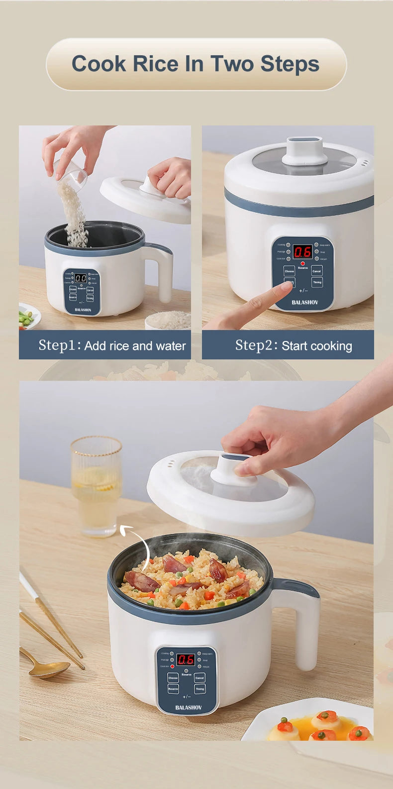 Electric Mini Rice Cooker and Multifunction Pot
