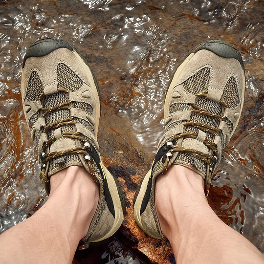 New Low-Top Lace-Up Hiking Shoes for Men Outdoor Hiking Shoes Travel Casual Shoes Breathable Treking Footwear Non-Slip Sneakers