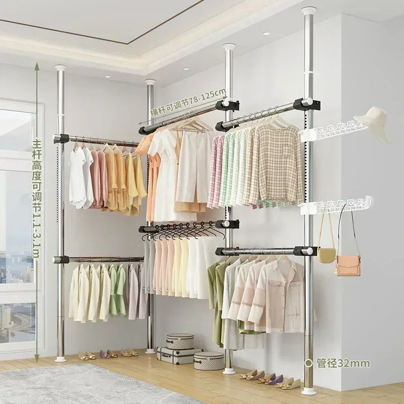 Dressing Rooms Hanger Floor Clothes Racks Clothing Shoe Floor Bedroom Garment Rack Rail Free Standing Percheros Furniture