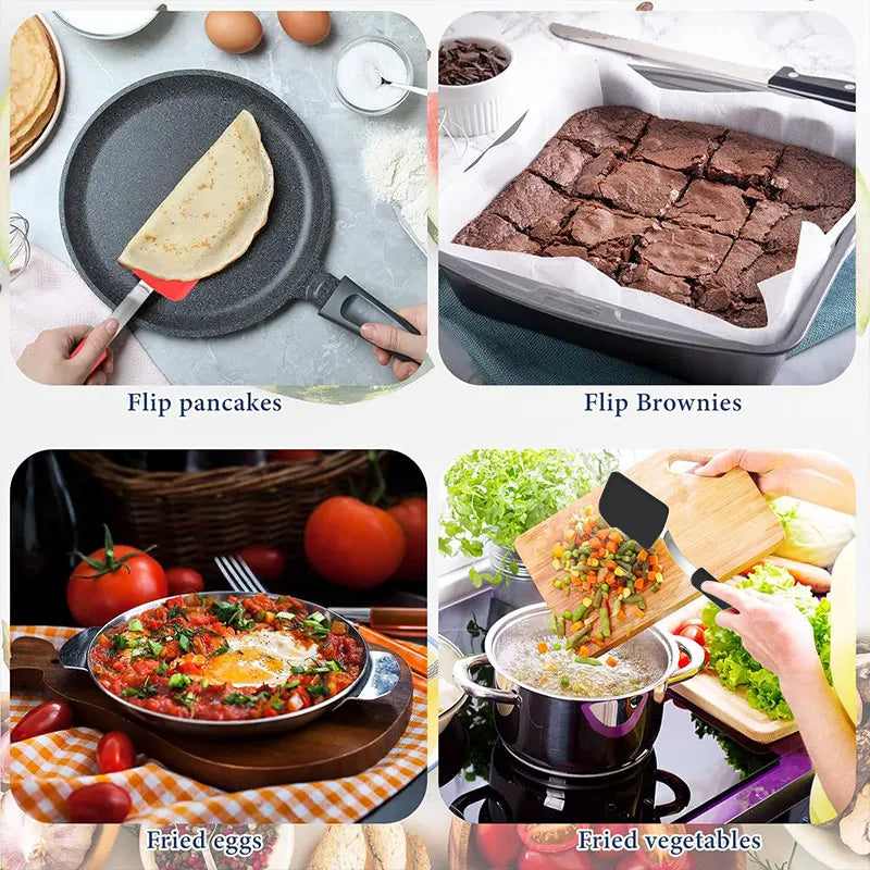 Silicone Cookie Spatula Turner Nonstick Mini Brownie Spatula Flexible Kitchen Spatulas Heat Resistant Flipper Egg Utensils