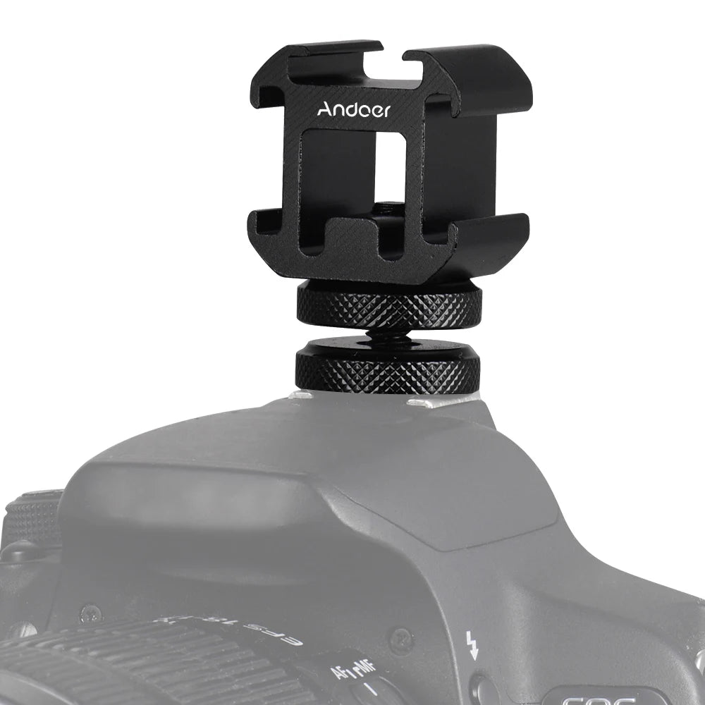 Andoer 3 Cold Shoe Mount Adapter On-Camera Mount Adapter for DSLR Camera for LED Video Light Mic Monitor Cold Shoe Mount Adapter