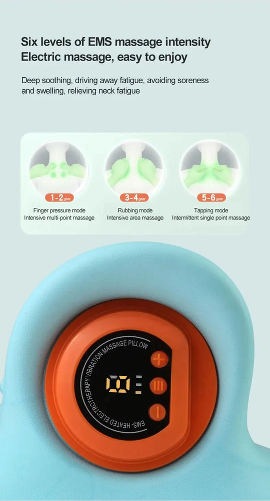 A multifunctional neck massager designed to heat and stretch the neck, back, and shoulders, providing deep relief for neck disco