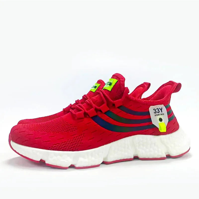 Casual Sports Shoes Breathable Mesh Soft Sole Comfortable Non Slip Red Casual Shoes Trendy Versatile Unisex Shoes Sneakers