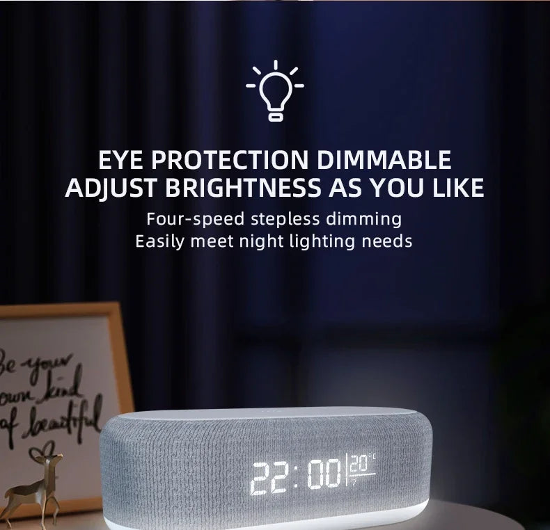 Alarm Clock Wireless Chargers Pad Phone Bedroom Lamp Night Light Desk Thermometer For iPhone 17 16 15 14 13 Fast Charging Dock