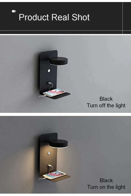 Led Wall Lamp Modern Simplicity Interior Wall Light Bedroom Night Lamp Bedside Lamp LED Light with Usb Mobile Phone Charging