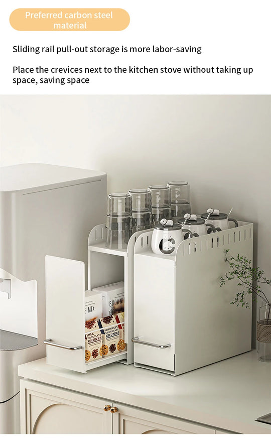 Kitchen Spice Organizer Kitchen Pull Out Seasoning Drawer Rack Countertop Dustproof Cup Storage Rack Multipurpose Spice Cabinet