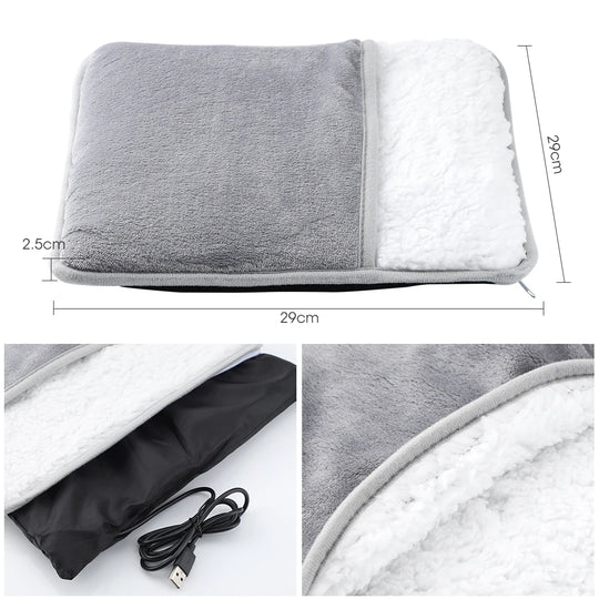 Winter Electric Foot Heating Pad USB Charging Soft Plush Washable Foot Warmer Heater Improve Sleeping Household Foot Warming Mat - Jscomfortzstore
