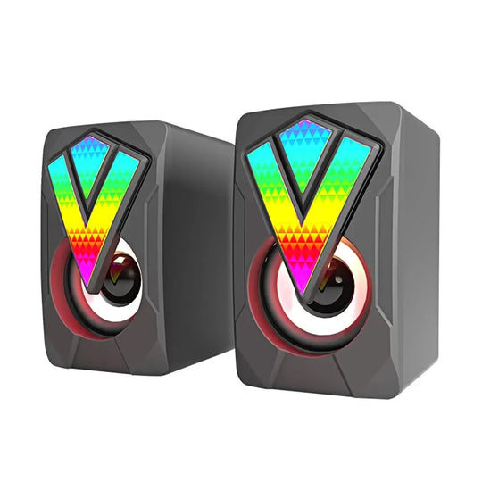 HIFI Stereo Computer Speakers with Mic & LED Light
