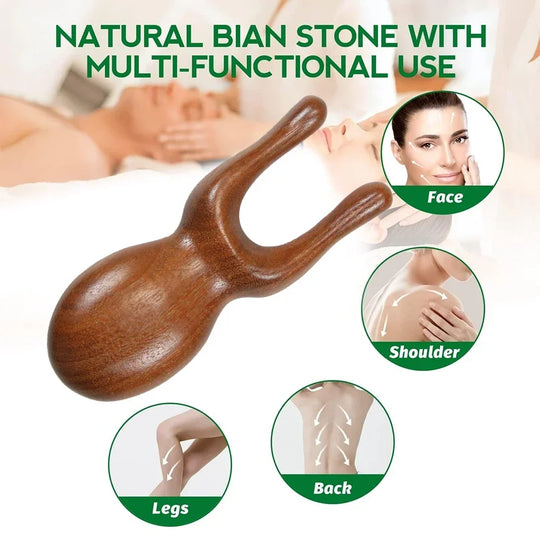 Natural Sandalwood Gua Sha Massager and Facial Combs Set for Face and Scalp Care - Jscomfortzstore