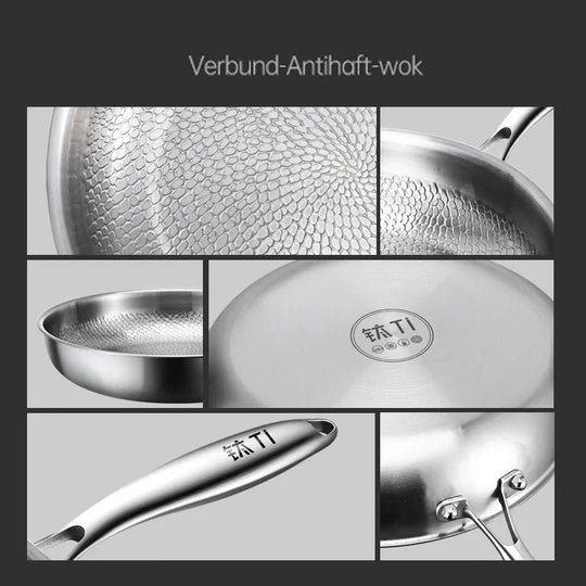 Titanium Frying Pan Thickened Non-Stick Non-Coating Hammer Pattern Fried Steak Pan Gas Stove Pot Induction Kitchen Cookwarev