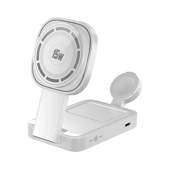 Foldable Magnetic Wireless Charger Station 3 in 1 Fast Charging Pad Stand For Magsafe iPhone 16 15 14 13 12 iWatch 9 8 Airpods