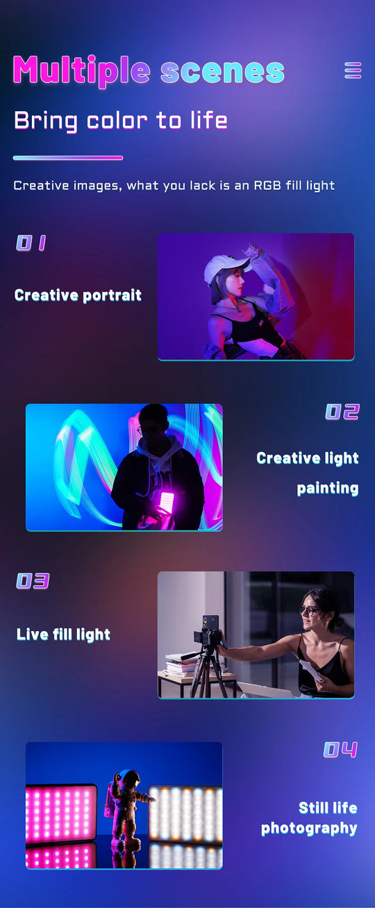 MAMEN 70° Spotlight RGB Video Light