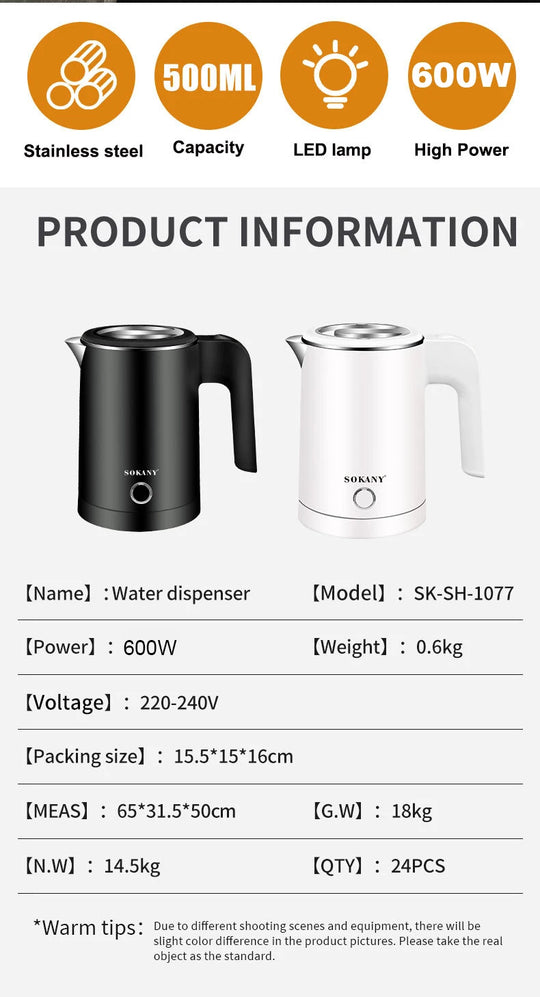 Houselin Small Electric Kettles Tea Coffee 0.5L