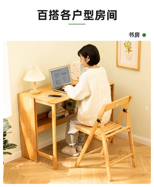 Folding Desk Computer Table Office Desk Student Home Small Desktop Solid Wood Bedroom Bedside Writing Workstation